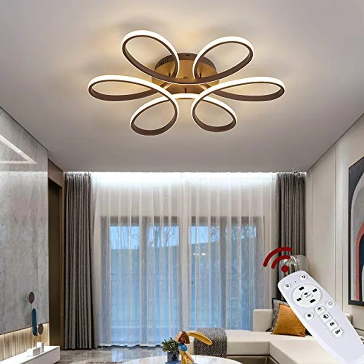 Eurotondisplay LED Deckenlampe XW809K 74cm 160W mit Fernbedienung kaffeefarbe lackiert A+ LED Wohnzimmerleuchte (XW809K-74cm Kaffee) – Bild 1