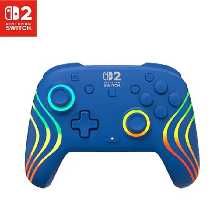 Turtle Beach Afterglow Wave Wireless RGB Gaming Controller für Nintendo Switch 2, blaue Beleuchtung, 20 Stunden Akkulaufzeit, TMR Sensortechnologie – Bild 1