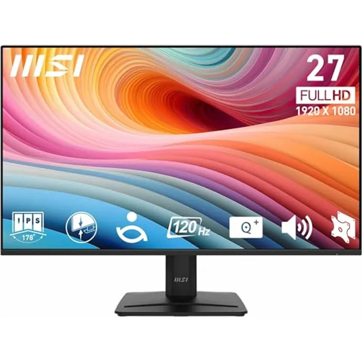 MSI Pro MP275 E2, 27 Zoll Full HD IPS Desktop-Monitor, 120 Hz, randlos, Augenfreundlich, integrierte Lautsprecher, neigbar, HDMI 2.0, DP, D-Sub