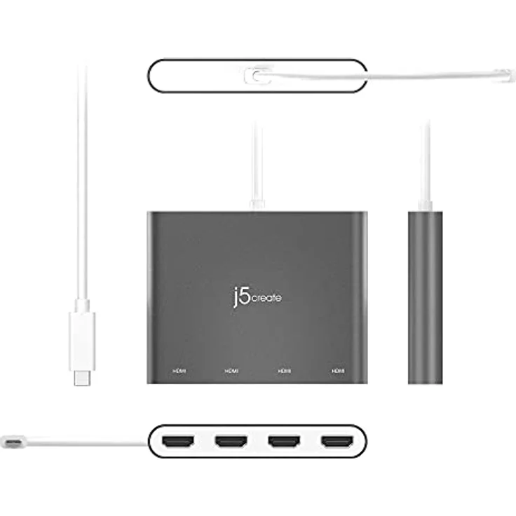 j5create JCA366-N Multi-Moniteurs USB-C™ 4 Ports HDMI™ Hub - Erweiterte Anzeigemodi, 1080P Auflösung, USB 3.0 Powered – Bild 2