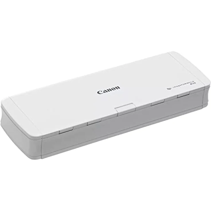 Canon R10 imageFORMULA Scanner Dokumentenscanner Mobil (Duplex Einzug, 600 DPI, eingebaute Plug und Scan Technologie, Farbscan, CaptureOnTouch Lite Software, One-line Contact Image Sensor CIS), weiß – Bild 1