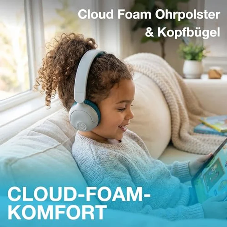 JLab Audio JBuddies Pop, kabellose On-Ear Kinderkopfhörer mit 48 h Akkulaufzeit, Lautstärkebegrenzung, Teal – Bild 5