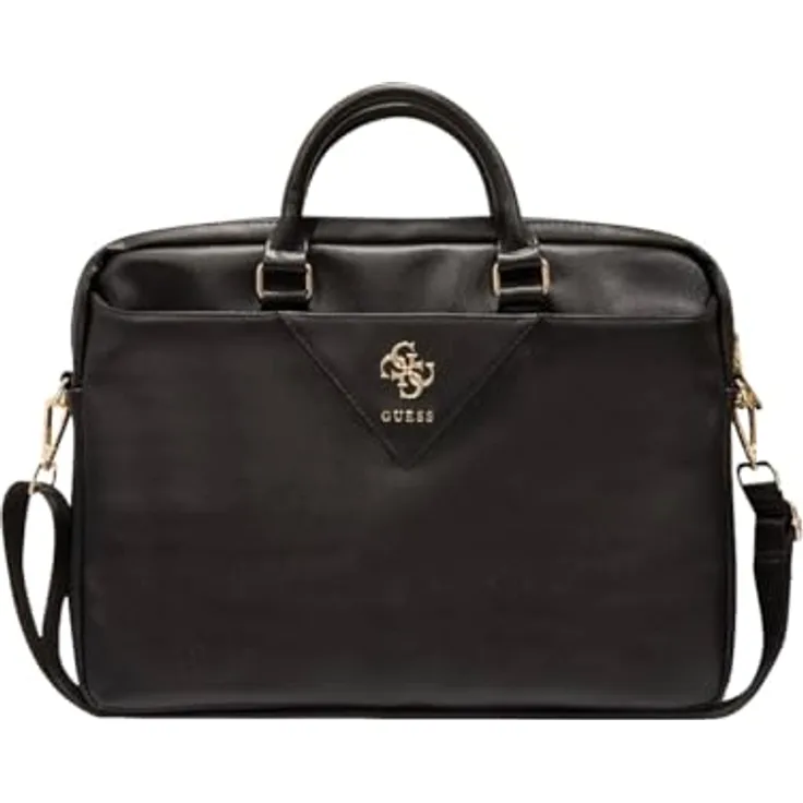 CG Mobile Guess Tasche GUCB15ZPGSTEGK, Laptoptasche aus Öko-Leder für 16" Laptops, Schwarz Triangle 4G, 4 Fächer