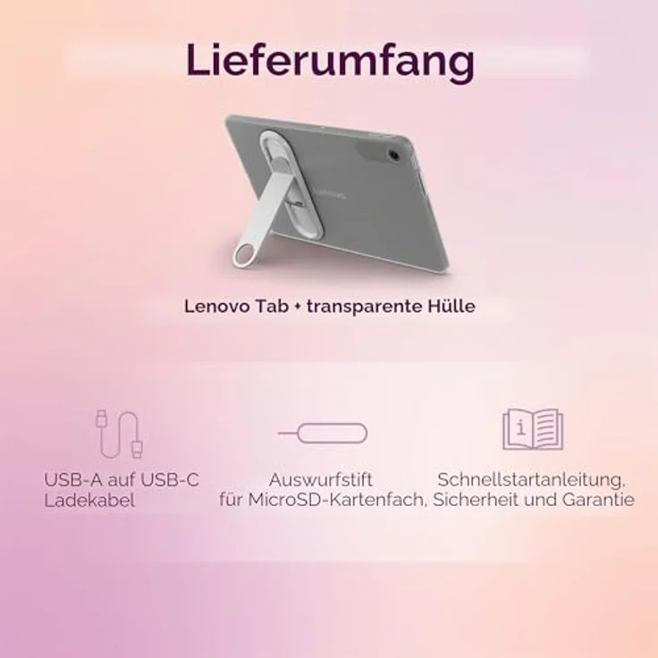 Lenovo Tab One 8,7", Tablet mit 4GB RAM, 128GB Speicher, WiFi, Grau (Lunar Grey) und transparenter Schutzhülle – Bild 9