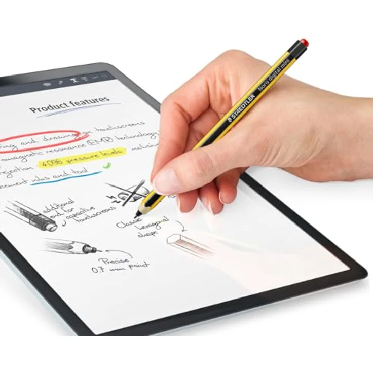 STAEDTLER Noris digital Mini 180M, 2-in-1 Stylus-Eingabestift für digitales Schreiben und Zeichnen, EMR und kapazitive Touchscreens, inklusive 5 EMR Ersatzspitzen und Werkzeug – Bild 5
