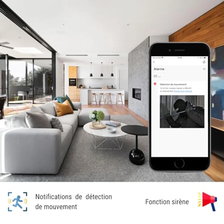 Konyks Camini 2, Überwachungskamera für den Innenbereich WiFi mit 3 MP HD-Auflösung, Bewegungserkennung, Geräuscherkennung, integrierter Sirene und Nachtsicht – Bild 5