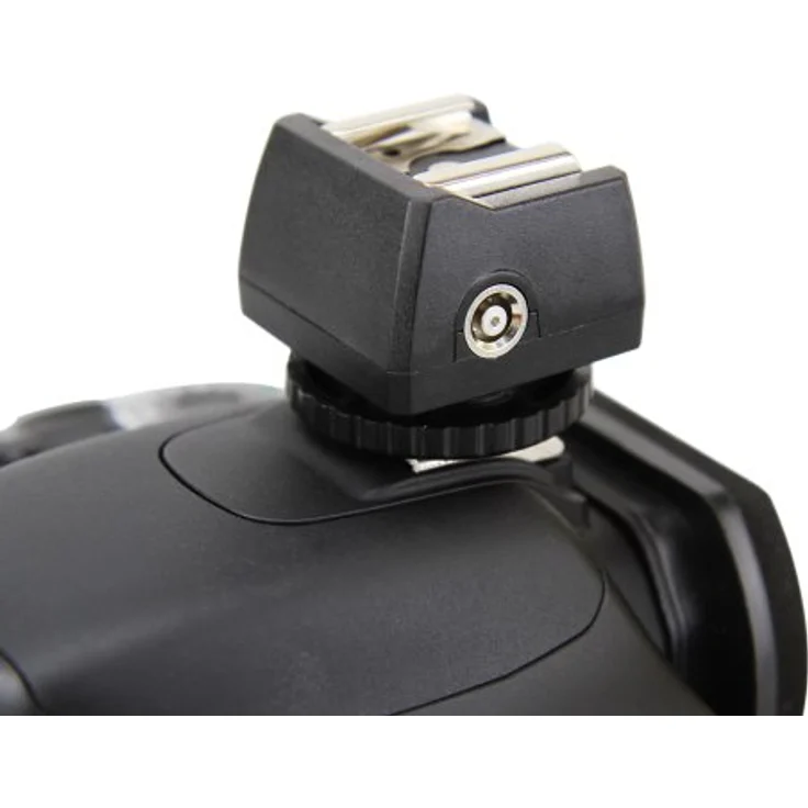 Enjoyyourcamera JSC-8 Blitzadapter zum Anschließen von (Studio-)Blitzen per Kabel an Standard ISO Kamerablitzschuh - mit PC-Synchrobuchse und 3,5mm Klinkenbuchse (made by JJC) – Bild 2
