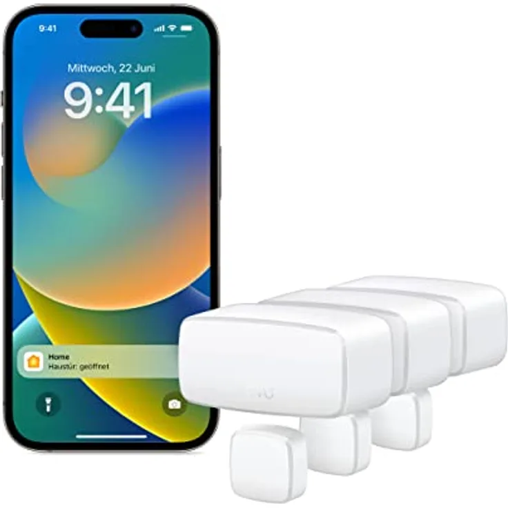 Eve Door & Window (Matter) 3er Set, smarter Kontaktsensor für Tür & Fenster, Haussicherheit, unterstützt Alexa, Apple Home, Google Home, SmartThings, benötigt Thread Border Router