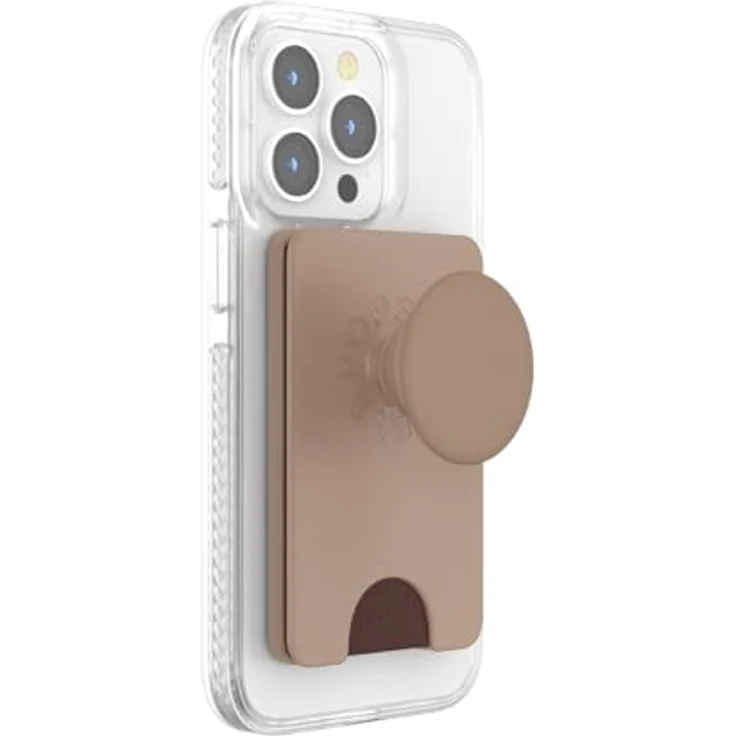 PopSockets PopWallet, Telefon-Geldbörse mit MagSafe-Adapterring, erweiterter Griff, kabellos aufladbar, süßer PopSocket - Latte – Bild 2