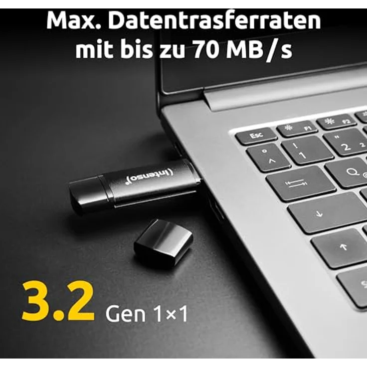 Intenso Flex Line USB-Stick 128 GB, Dual USB-Stick 3.2 Gen 1x1 mit USB-C & USB-A, 70 MB/s, schwarz – Bild 3