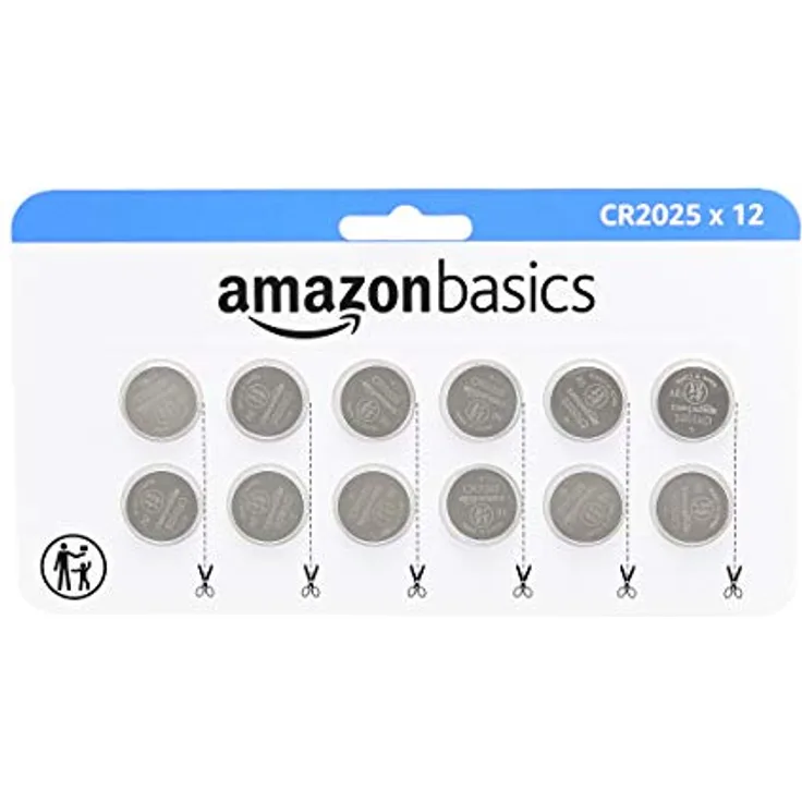 Amazon Basics CR2025 Lithium-Knopfzellen, 12 Stück (1er Pack)