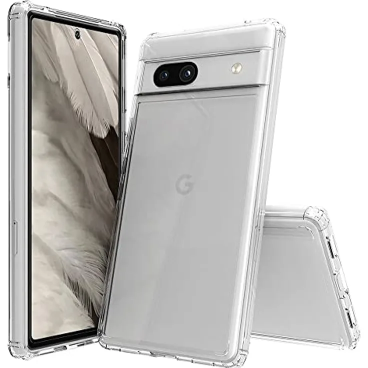 JT Berlin Pankow-Clear Schutzhülle Google Pixel 7a Hülle transparent (Wireless-Charging kompatibel, Stoßabsorbierender TPU Rahmen, Kratzfeste Rückseite aus Acrylglas, Anti-Fingerabdruck)