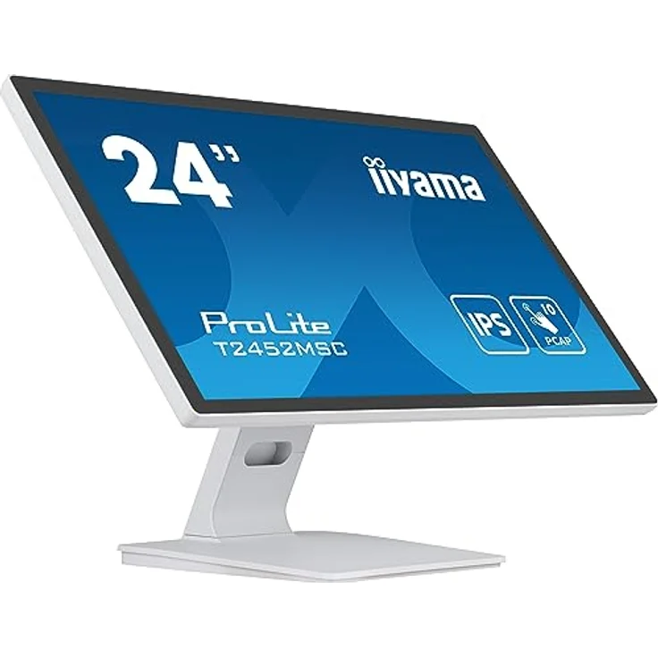 iiyama Prolite T2452MSC-W1 60,5 cm 23,8" IPS LED Monitor FullHD 10 Punkt Multitouch kapazitiv HDMI DP USB3.0 7H Anti-Fingerprint Weiss – Bild 1