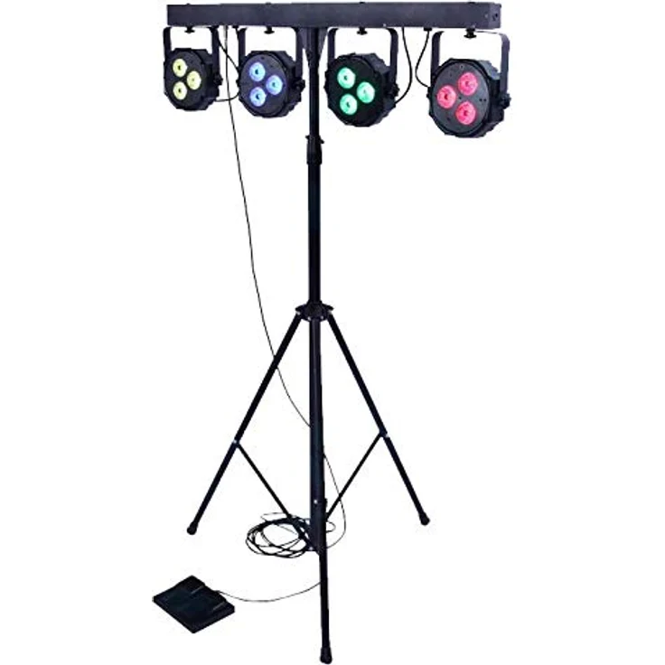 E-Lektron POWER-BAR 4-Fach LED Strahler Lichteffekt DMX inkl. Stativ/Tragetaschen/Fuß-Fernbedienung, RGBW – Bild 1