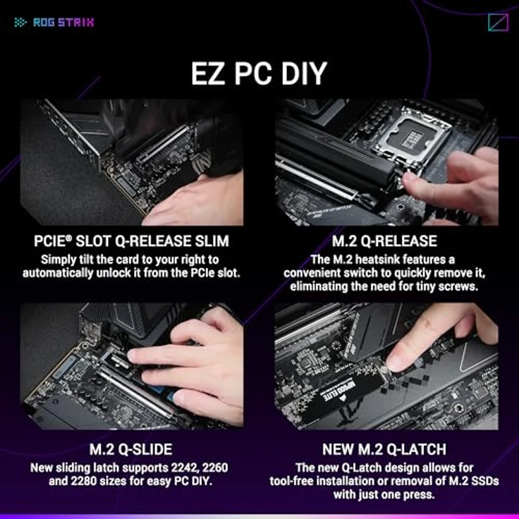 ASUS ROG Strix Z890-F Gaming WiFi Mainboard Sockel Intel LGA 1851 (ATX, DDR5, WiFi 7, 5X M.2, PCIe 5.0, Thunderbolt 4, DIMM Fit) - Hochleistungs-Mainboard für fortschrittliche AI-PCs – Bild 5