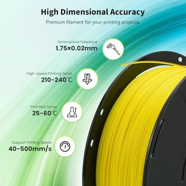 FLASHFORGE High Speed PLA+ 3D-Druckerfilament Gelb, Verbessertes Schmelzflussverhalten für schnellere Drucke, Mattes Finish, Satt und Kräftig – Bild 5