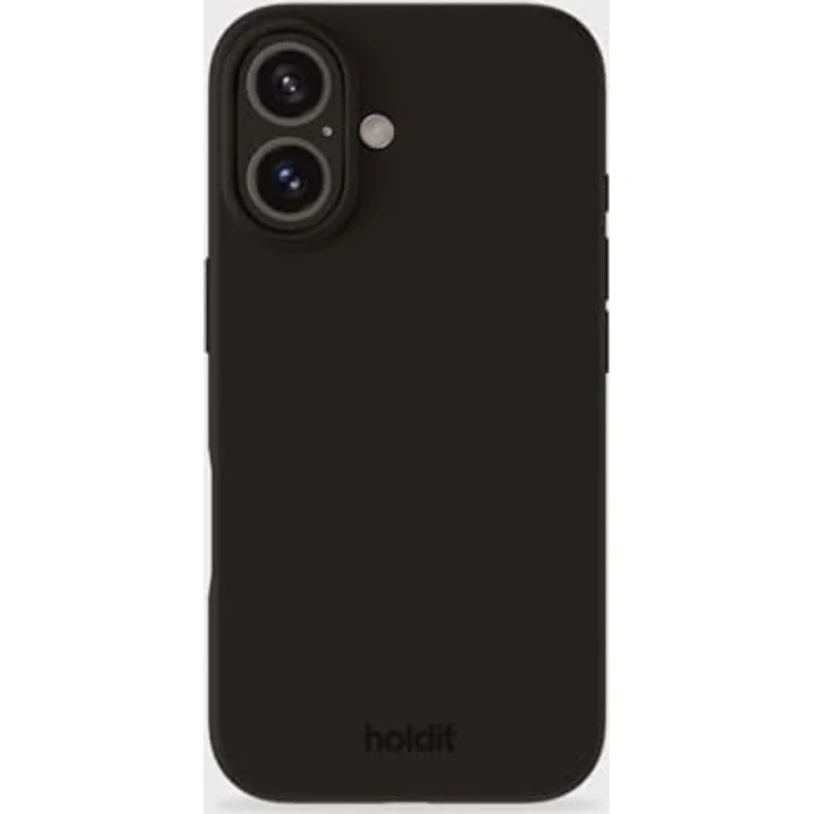 holdit Silikonhülle iPhone 16-0,8mm Ultra dünn Handyhülle - Trendy Slim Silicone case mit Voller Schutz (erhöhte Kante für Kameraschutz) - Schwarz – Bild 1