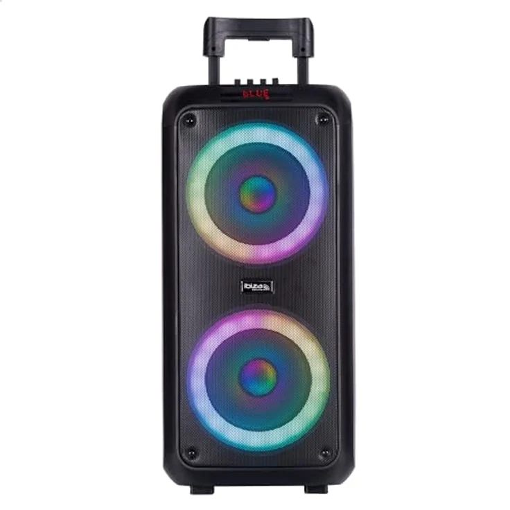 Ibiza VENUS600, 600 W batteriebetriebener tragbarer Lautsprecher mit Lichteffekt, Bluetooth, USB, microSD, AUX, kabelgebundenem Mikrofon - Schwarz – Bild 2