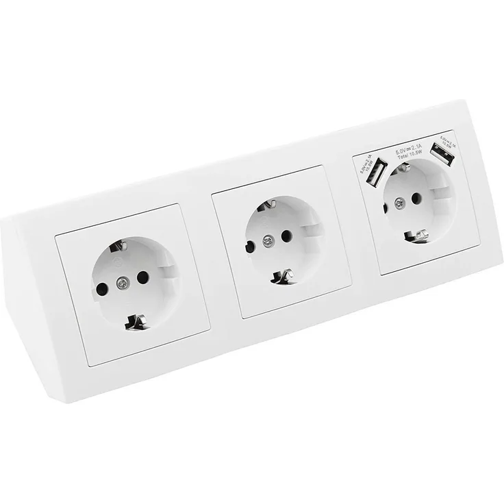 McPower MC POWER - Steckdosenblock Unterbausteckdosen, Flair, 3-Fach Steckdo Mehrfachsteckdose, weiß, USB-C und USB-A Ports, 18W PowerDelivery - Preisvergleich