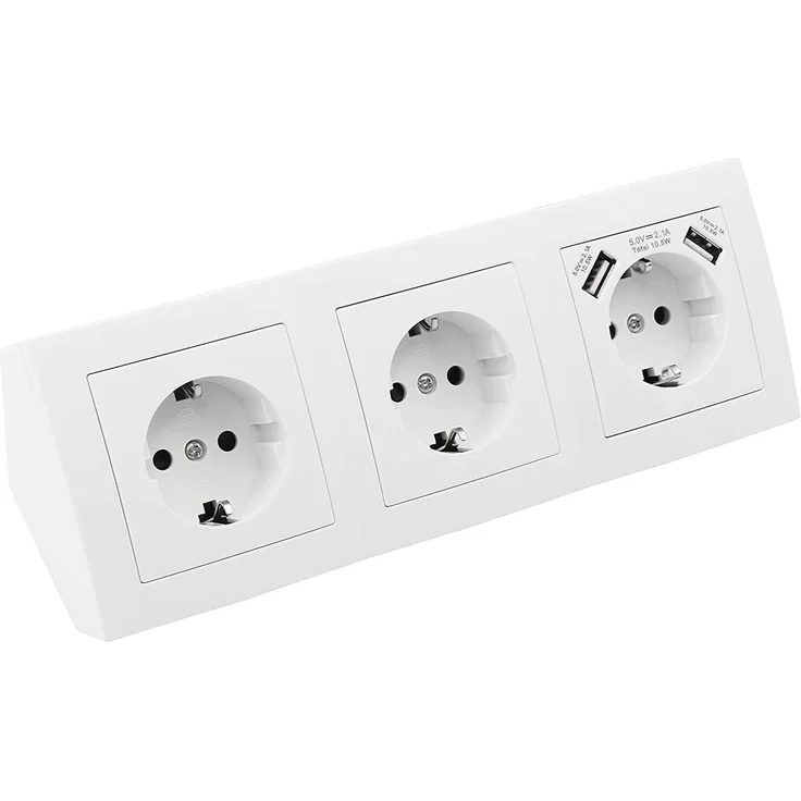 McPower MC POWER - Steckdosenblock Unterbausteckdosen, Flair, 3-Fach Steckdo Mehrfachsteckdose, weiß, USB-C und USB-A Ports, 18W PowerDelivery - Preisvergleich – Bild 1