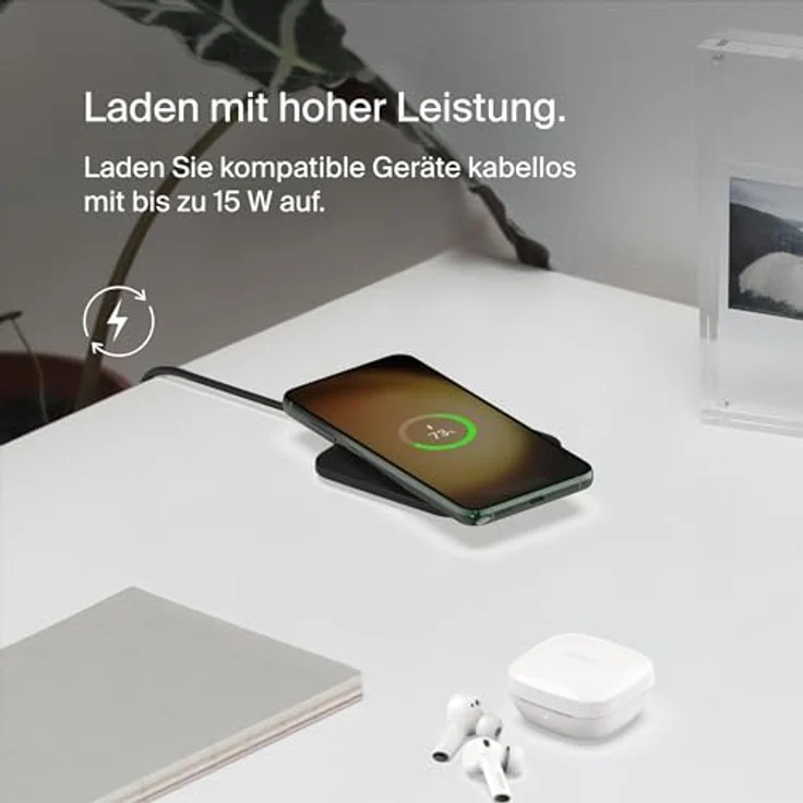 Belkin BoostCharge Pro kabelloses, induktives Universal Easy Align Ladepad, 15-W-Schnellladegerät für Apple iPhone, Samsung Galaxy, Apple AirPods Pro und andere MagSafe-fähige Geräte – Schwarz – Bild 2