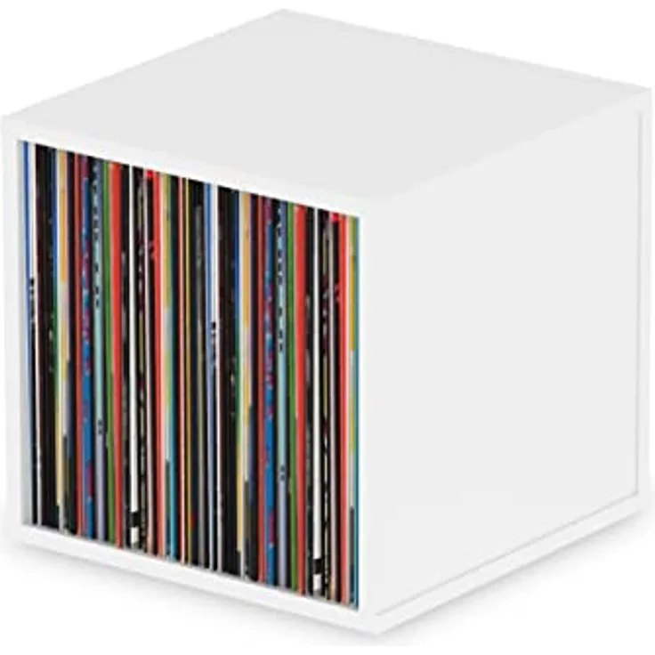 Glorious Record Box white 110 - bis zu 110 Platten im 12''-Format, problemlos stapelbar, optisch abgestimmt, Lieferung ohne Dekoration, weiß