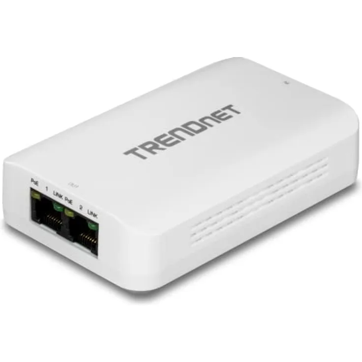 TRENDnet TPE-BE200 2-Port Gigabit PoE++ Extender, 1 x Gigabit PoE++ Eingang, 2 x Gigabit PoE Ausgang, verlängert 100 m (328 Fuß) bis zu 200 m (656 Fuß), Daisy Chain 4 Einheiten bis zu 500 m (1640 Fuß)