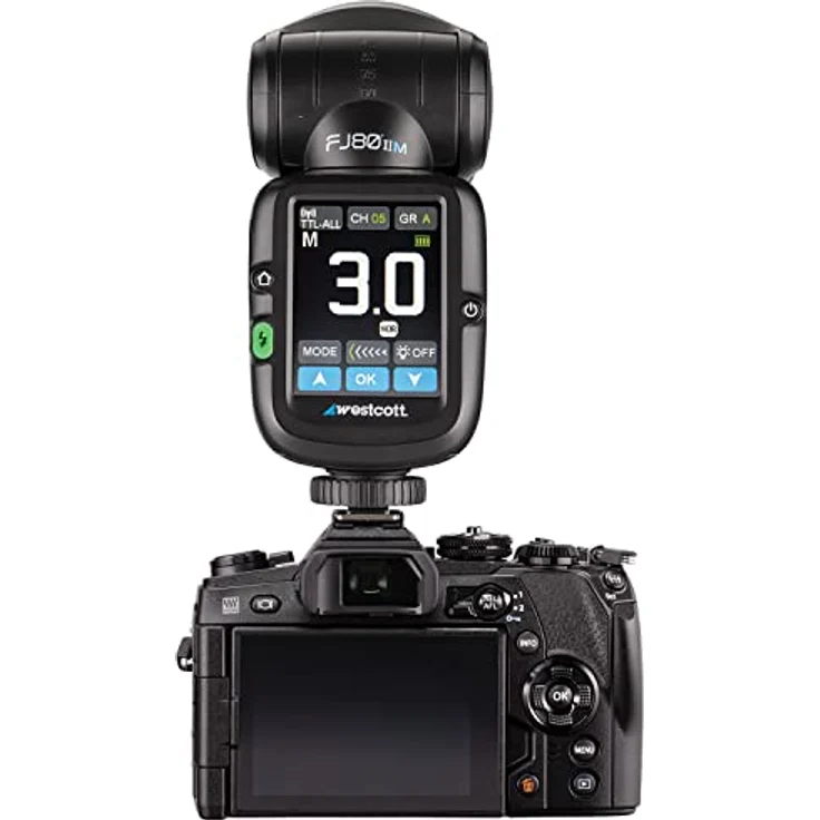 Westcott FJ80 II M Universal Touchscreen 80WS Speedlight, Aufsteckblitz mit 2,4-GHz-Funksystem, TTL-Kompatibilität und flexibler Blitzkopfverstellung – Bild 7