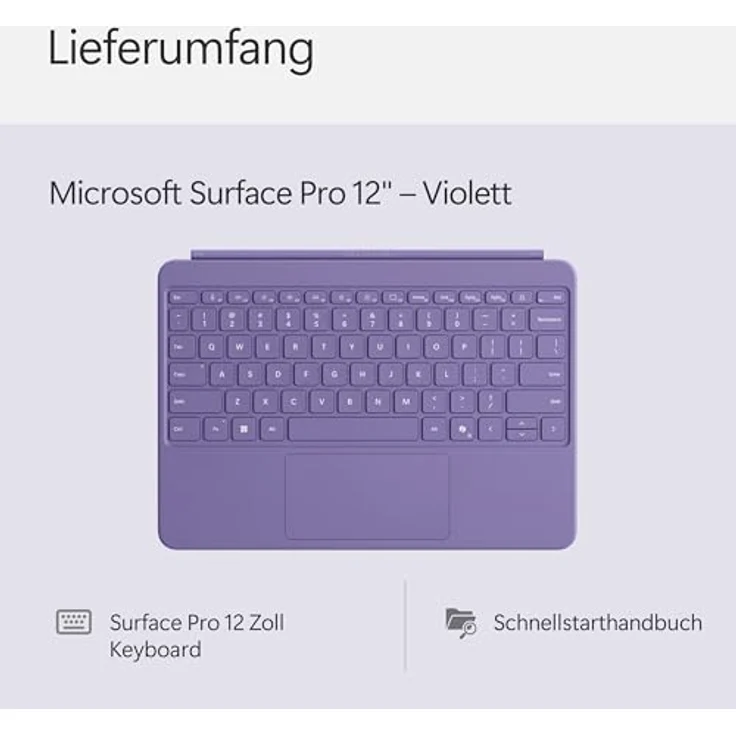 Microsoft Surface Pro 12" Keyboard, kompatibel mit Surface Pro (1. Edition), violett, mit Hintergrundbeleuchtung und schnellem Zugriff auf KI-Funktionen – Bild 4