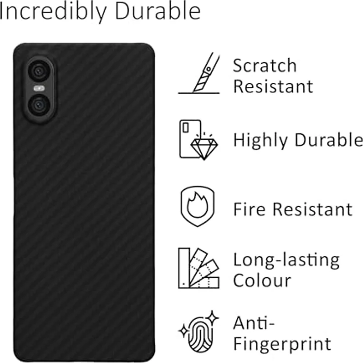 kalibri Schutzhülle kompatibel mit Sony Xperia 10 VI - Aramid Carbon Backcover - Schwarz matt - Robuste Handyhülle – Bild 3