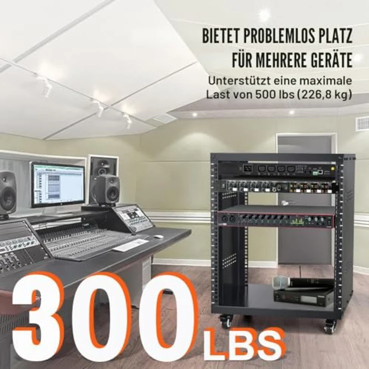 VEVOR 12U Server-Rack mit 226,8 kg Kapazität, Netzwerk-Stereo-Aufnahmestudio-Rack mit feststellbaren Lenkrollen, 510 x 460 x 700 mm – Bild 3