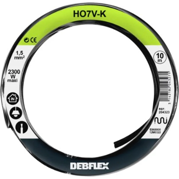 Debflex 204323 Spule HO7V-K 1,5, 10 m, Schwarz