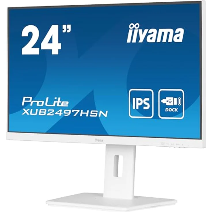 iiyama Prolite XUB2497HSN-W2 60,5cm 23,8" IPS LED-Monitor Full-HD 100Hz HDMI DP-in/Out DaisyChain USB3.2 USB-C Dock 65W LAN Slim-Line Höhenverstellung Pivot Adaptive Sync weiß – Bild 3