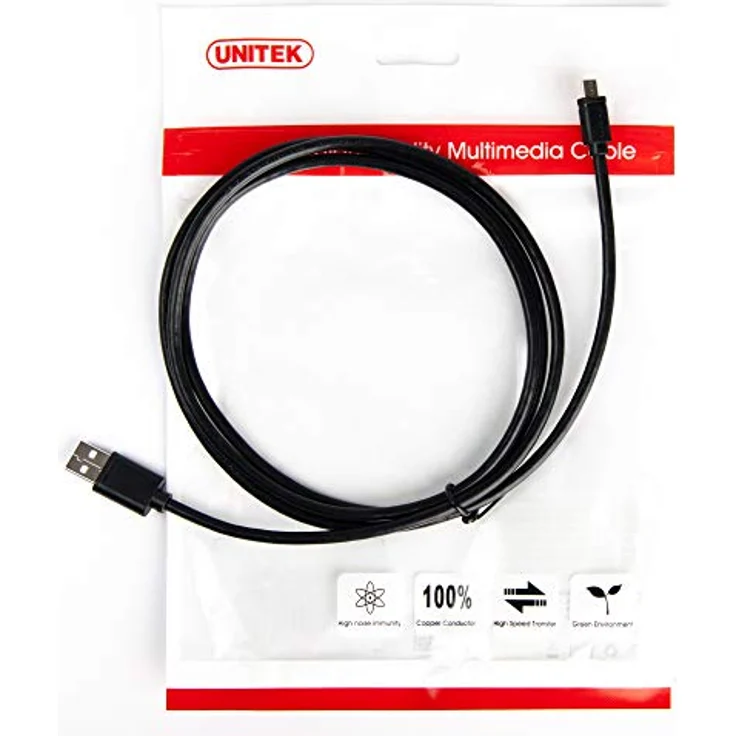Unitek Y-C435GBK USB A auf micro USB Kabel/ 3 Meter/Quick Charge 2,5 A/USB 2.0 480 Mbps/100% Kupfer/Schwarz, PVC Ummantelung – Bild 5