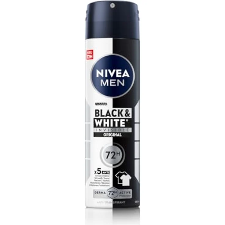 NIVEA MEN Black & White Invisible Deo Spray, Antitranspirant mit 72h Schutz, 150 ml, alkoholfrei, recycelbare Dose – Bild 1