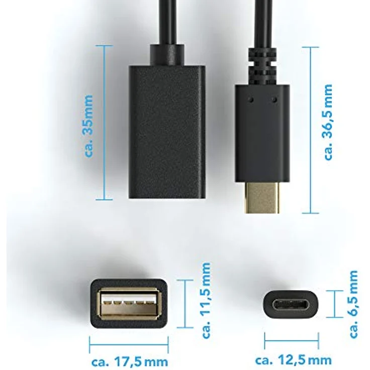 JAMEGA - USB auf USB-C OTG Adapter-Kabel kompatibel mit MacBook Pro, Samsung Galaxy S9, S8, Note 8, A5, Huawei Mate 10, P20 pro, P10, OnePlus5T, Sony Experia XZ, LG GS usw. – Bild 4
