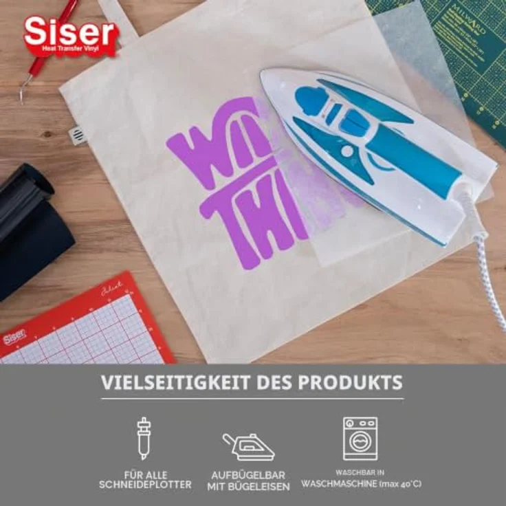 Siser Fluo Transferfolie, PVC-freie Folie für Cad-Cut Anwendungen, Schnittbreite 30 cm, Lila – Bild 5