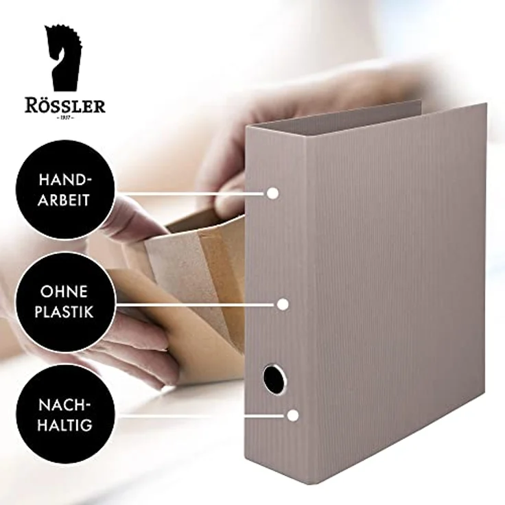 Rössler Aktenordner S.O.H.O., breit, handgefertigt, ohne Rückenschild, einfarbig, gerippte Struktur – Bild 4