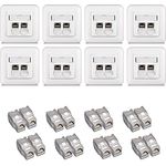 kwmobile Keystone Dose Modul Set - 16x Keystone Modul 8X Netzwerkdose CAT 6A Kabel - 10Gibt/s geschirmt Metall Gehäuse RJ45 Schnappverschluss - Metallgehäuse, für stabiles Internet in jedem Raum
