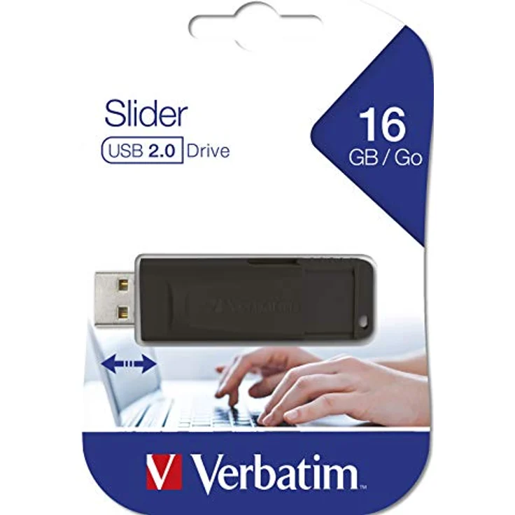 Verbatim Store 'n' Go Slider Drive USB-Stick - 16 GB - USB 2.0-Schnittstelle, versenkbarer Schiebemechanismus, schwarz – Bild 5