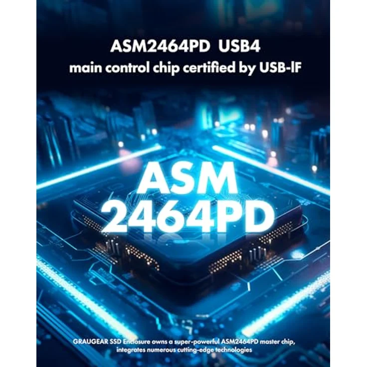 GRAUGEAR 40Gbps M.2 NVMe SSD Aluminiumgehäuse USB4.0 bis zu 3811MB/s, Kompatibel mit Thunderbolt4 für M-Key 2280 PCIe Gen4x4 SSD, Heatpipe Kühler mit Lüfter, Grau – Bild 4