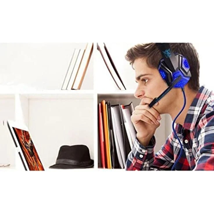 Retoo Gaming-Headset, kabelgebundenes Over-Ear Kopfhörer mit Mikrofon und Geräuschunterdrückung, Schwarz-blau, für PC, Laptop, PS4, Tablet, Smartphone und TV – Bild 5