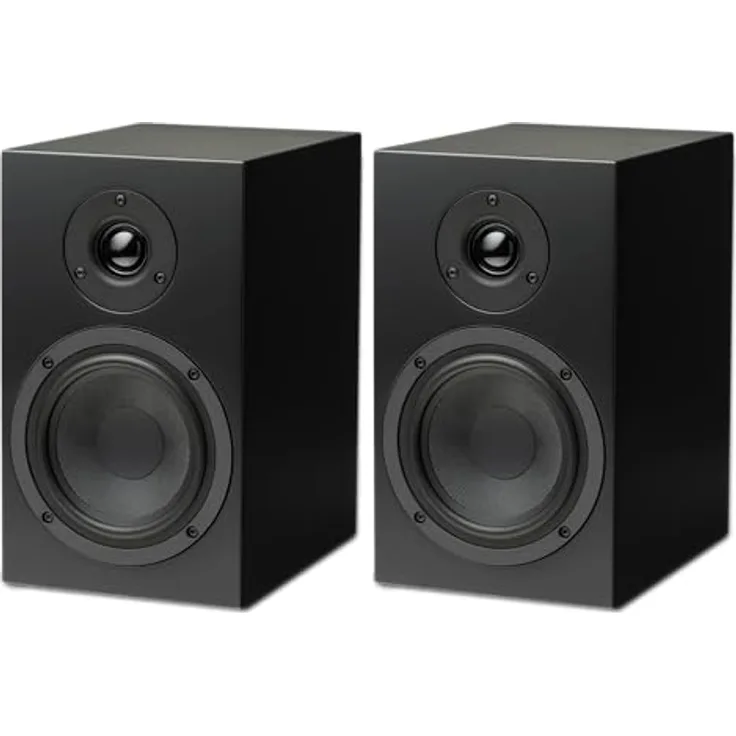 Pro-Ject Speaker Box 5 S2, 2-Wege-Kompakt-Monitorlautsprecher, passives Lautsprechersystem mit Fiberglas-Tiefmitteltöner, Paar (Schwarz)