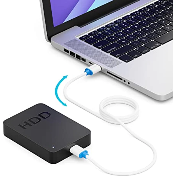 deleyCON 1,5m Micro USB 3.0 Kabel, Datenkabel bis zu 5 Gbit/s, USB A-Stecker zu Micro B-Stecker, Weiß – Bild 2
