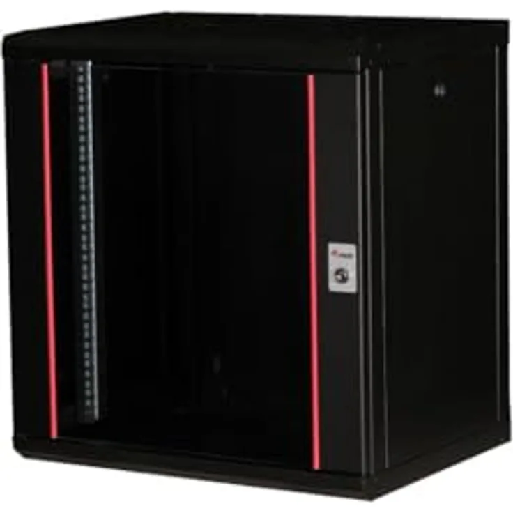 Equip Serverschrank 19" 12U 600x450mm Glastür schwarz - Optimale Leistung, vormontiert, gehärtetes Glas