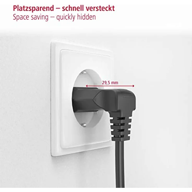 Hama Euro-Netzkabel (2-polig, 1,5 m, beidseitig 90 Grad gewinkelt, Netzstecker auf Euro 8 Doppelbuchse mit Schutzkontakt, Stromkabel) schwarz – Bild 5