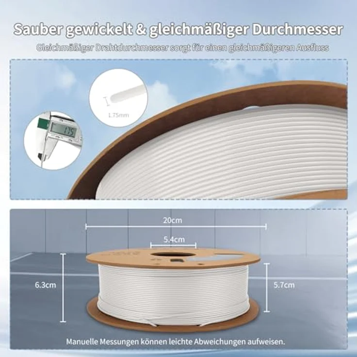 3DHoJor PLA Filament 1.75mm, Weiß-Schwarz, 4KG, hohe Fließeigenschaften, kompatibel mit FDM-Druckern – Bild 4