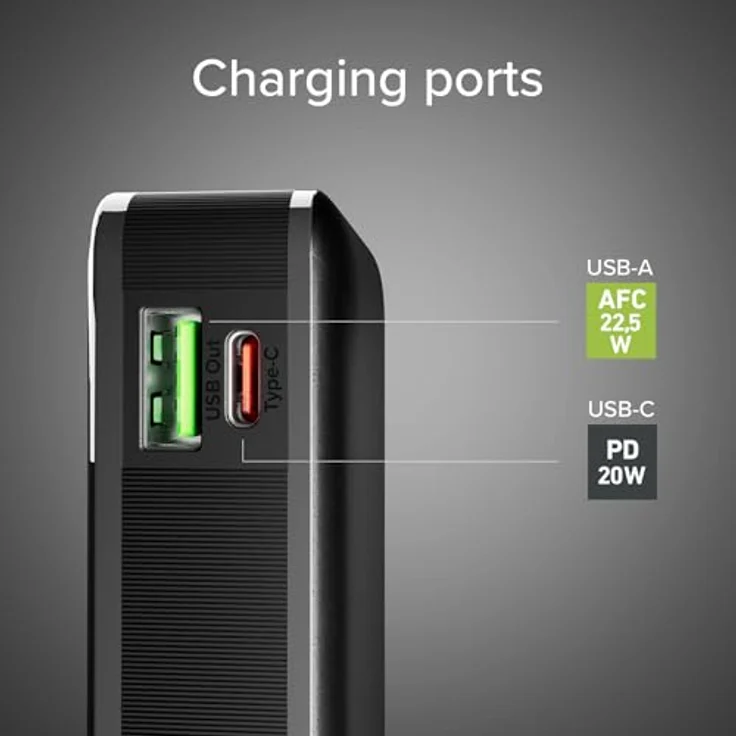 SBS PowerBank 10K Fast LCD, 10.000 mAh, Power Delivery, 22,5 W Schnellladung, USB-C, USB-A, LCD-Display, für iPhone und Samsung – Bild 2
