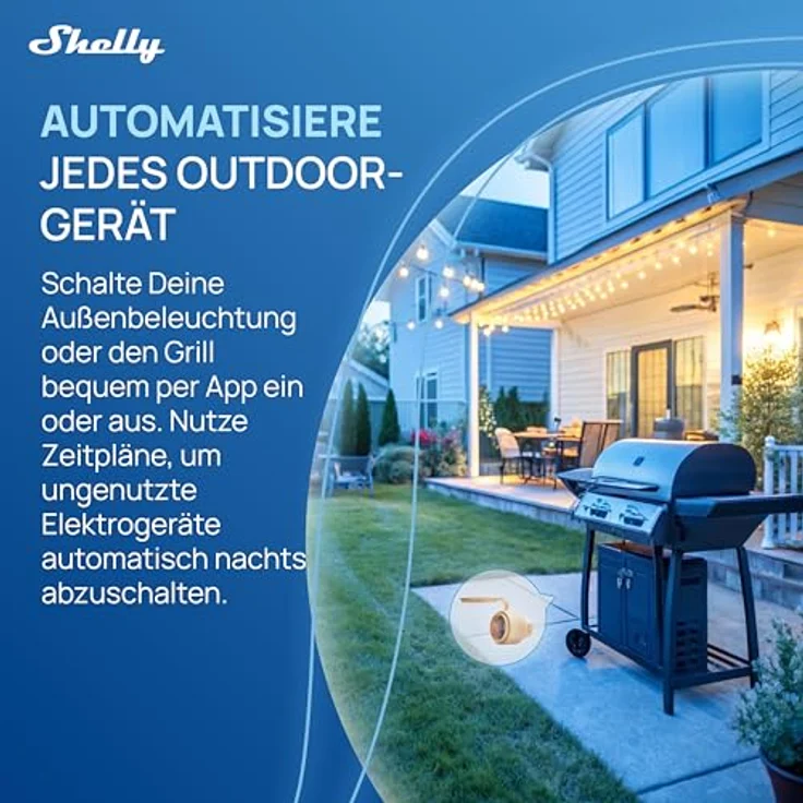 Shelly Outdoor Plug S Gen3, WLAN Smarte Steckdose IP44, 12A, 2500W, Matter-Zertifiziert, Außenautomatisierung, Leistungsmessung, Alexa, Google Home, Apple Homekit – Bild 4