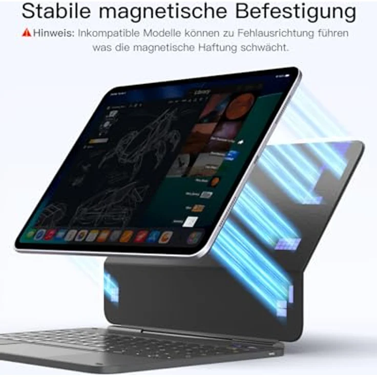 Inateck Magic Magnetische Tastatur Hülle für iPad Pro 13 (2025/2024, M5/M4), Großes Trackpad, 7-farbige Hintergrundbeleuchtung, LED Smart Power-Anzeige, Stifthalter – Bild 6